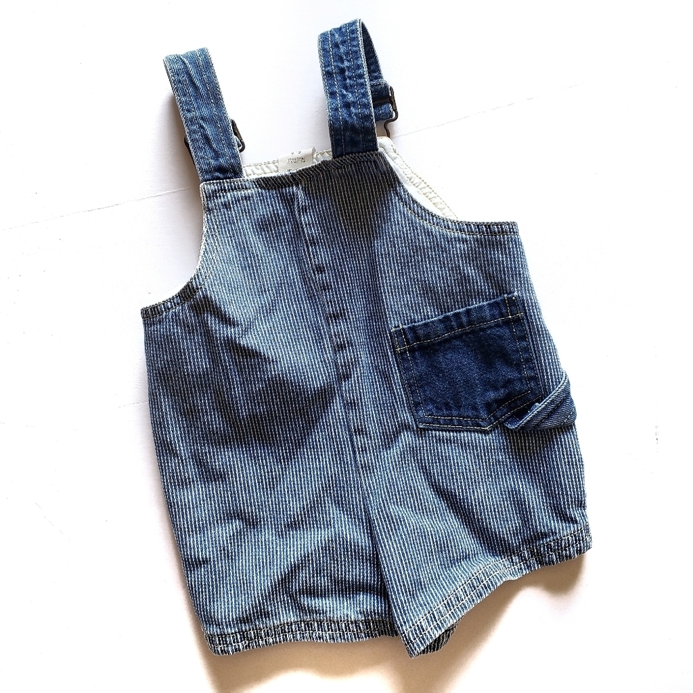 Vintage Denim Overalls Shorts Baby 6-9 Months - Picture 5 of 7